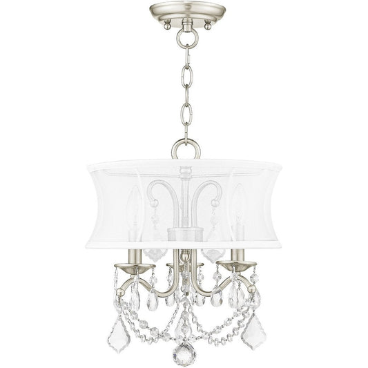 Nickel Three Light Metal Dimmable Chandelier With Shades HomeRoots