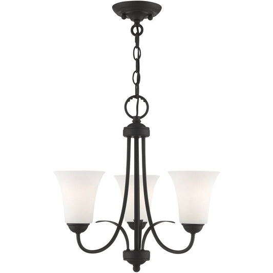 Black Three Light Metal Dimmable Chandelier With Shades HomeRoots