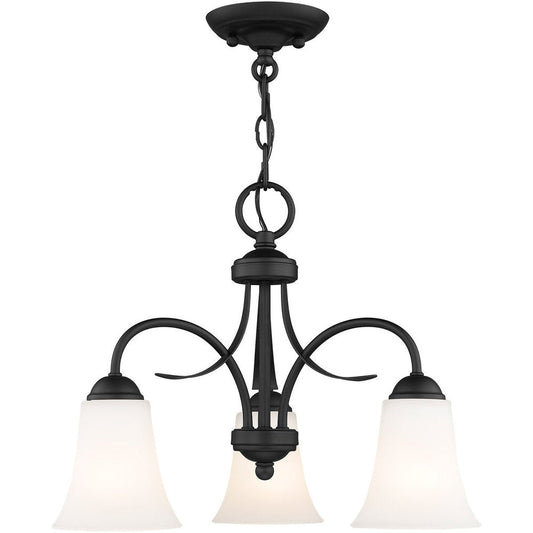 Black Three Light Metal Dimmable Chandelier With Shades HomeRoots