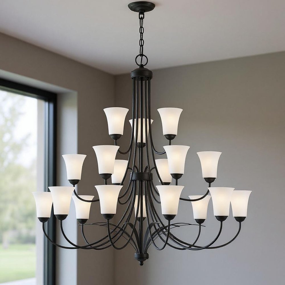 Black Multi Light Metal Dimmable Chandelier With Shades HomeRoots