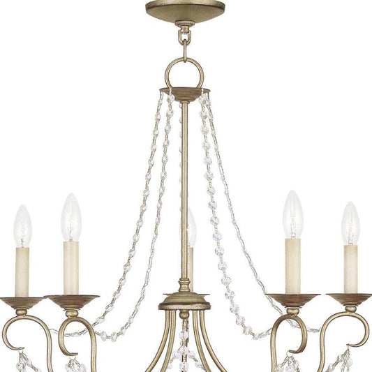 Silver Five Light Metal Dimmable Chandelier With Shades HomeRoots