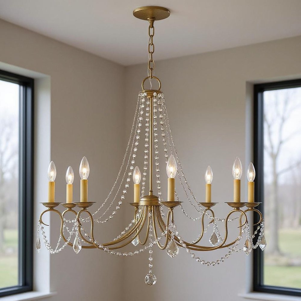 Silver Eight Light Metal Dimmable Chandelier With Shades HomeRoots