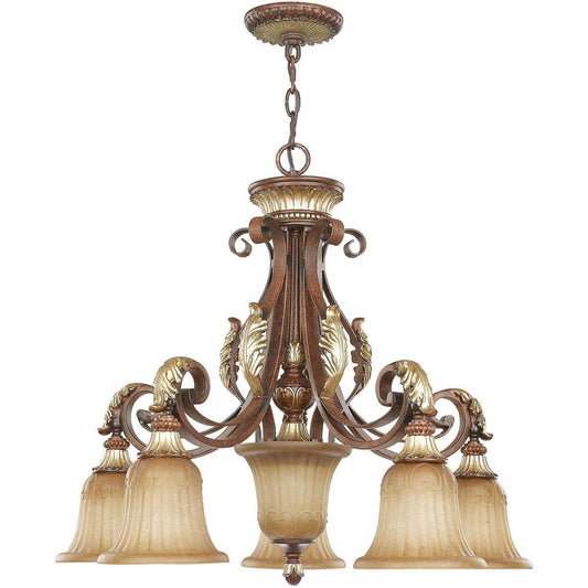 Bronze Six Light Metal Dimmable Chandelier With Shades HomeRoots