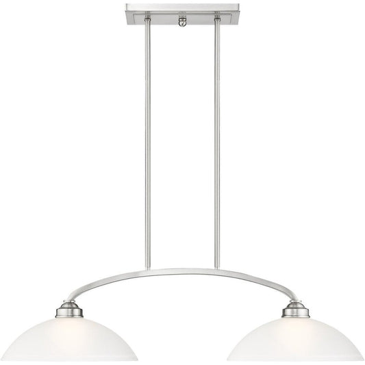 Nickel Two Light Metal Dimmable Chandelier With Shades HomeRoots