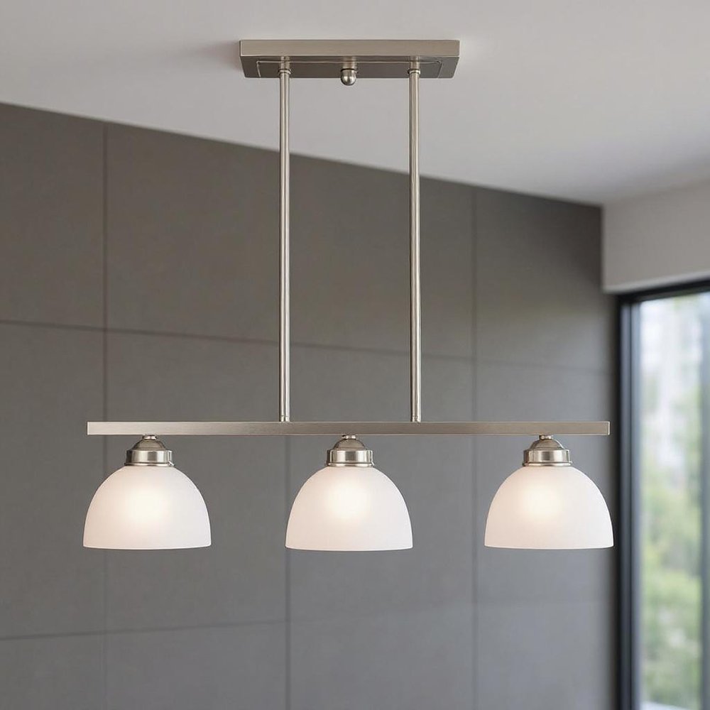 Nickel Three Light Metal Dimmable Chandelier With Shades HomeRoots