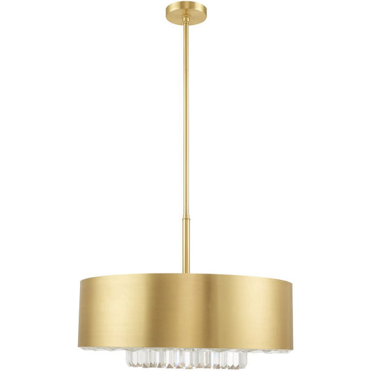 Brass Six Light Metal Dimmable Chandelier With Shades HomeRoots