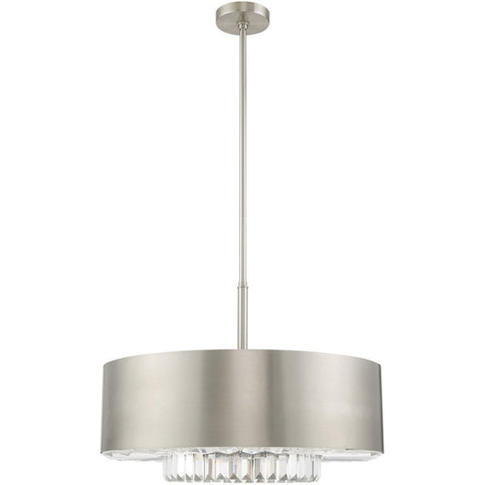 Nickel Six Light Metal Dimmable Chandelier With Shades HomeRoots