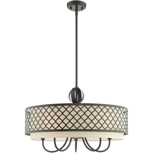 Bronze Six Light Metal Dimmable Chandelier With Shades HomeRoots