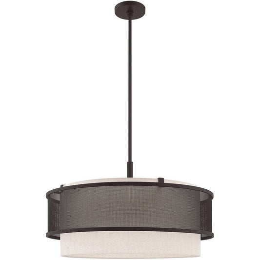 Bronze Four Light Metal Dimmable Chandelier With Shades HomeRoots