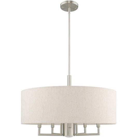 Nickel Six Light Metal Dimmable Chandelier With Shades HomeRoots