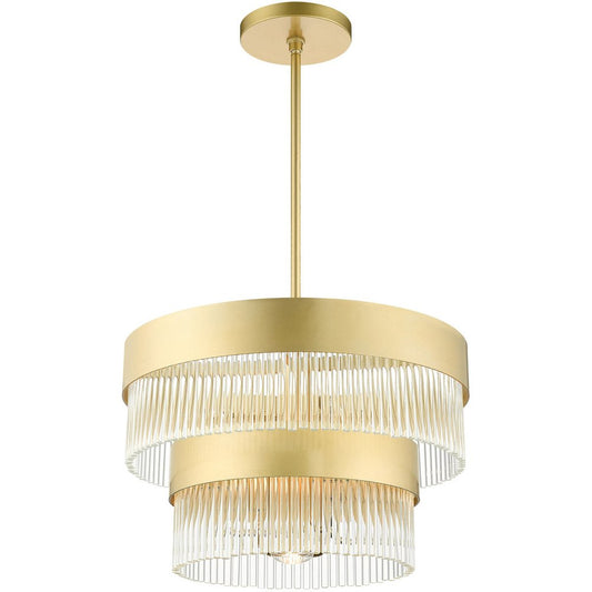 Gold Five Light Metal Dimmable Chandelier With Shades HomeRoots