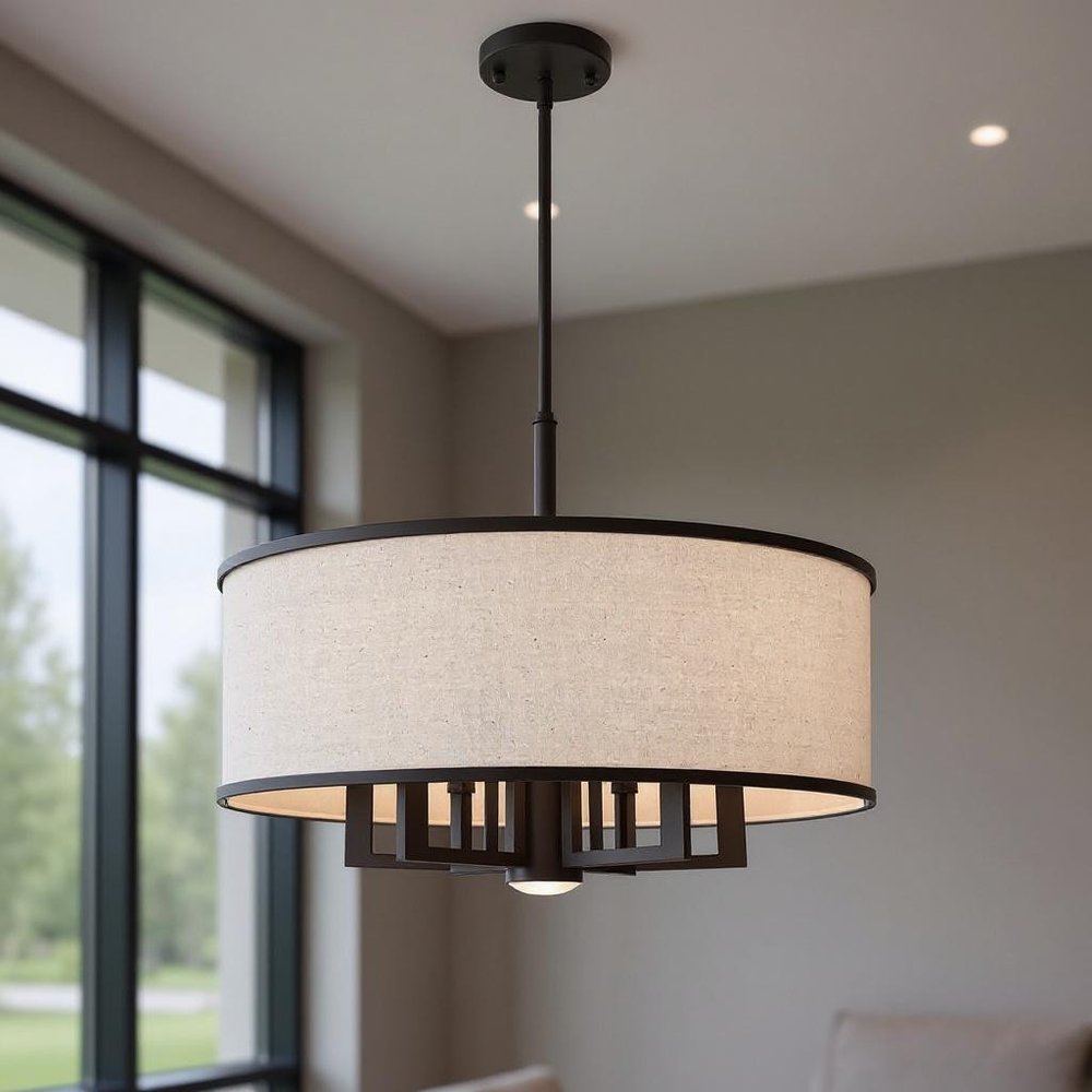 Bronze Seven Light Metal Dimmable Chandelier With Shades HomeRoots