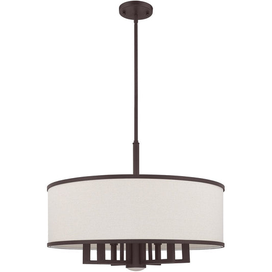 Bronze Seven Light Metal Dimmable Chandelier With Shades HomeRoots