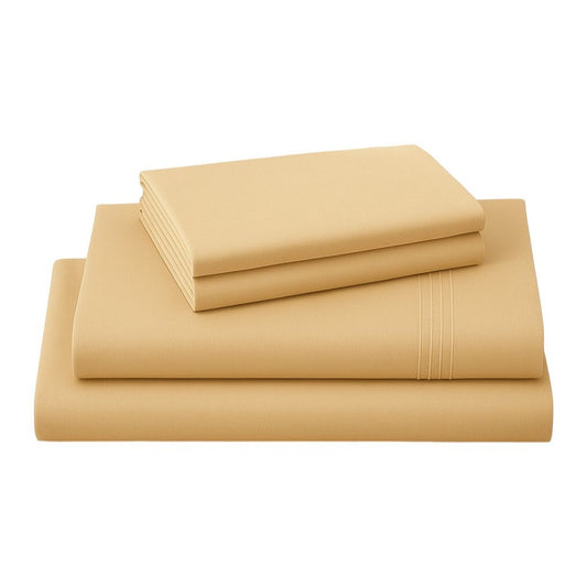 Four Piece Gold Cotton King Sheet Set HomeRoots