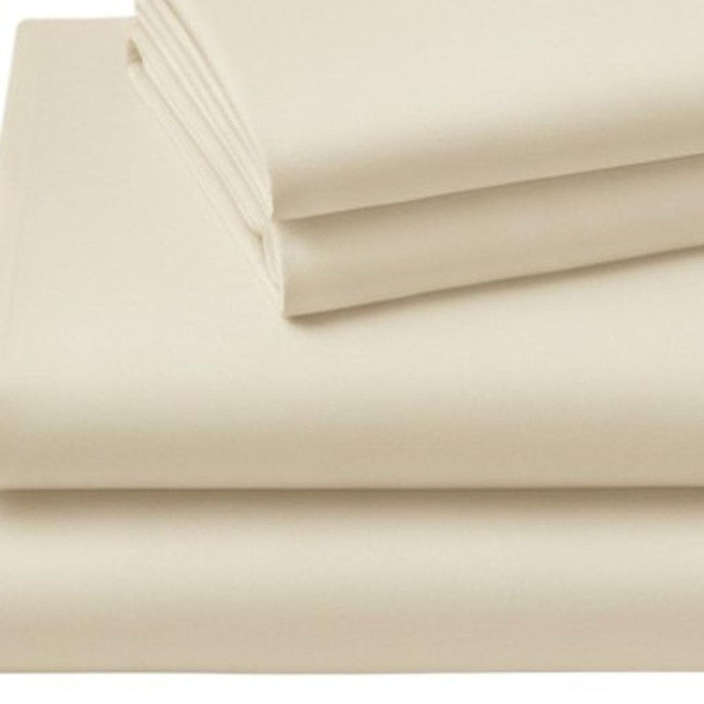 Four Piece Ivory Cotton King Sheet Set HomeRoots