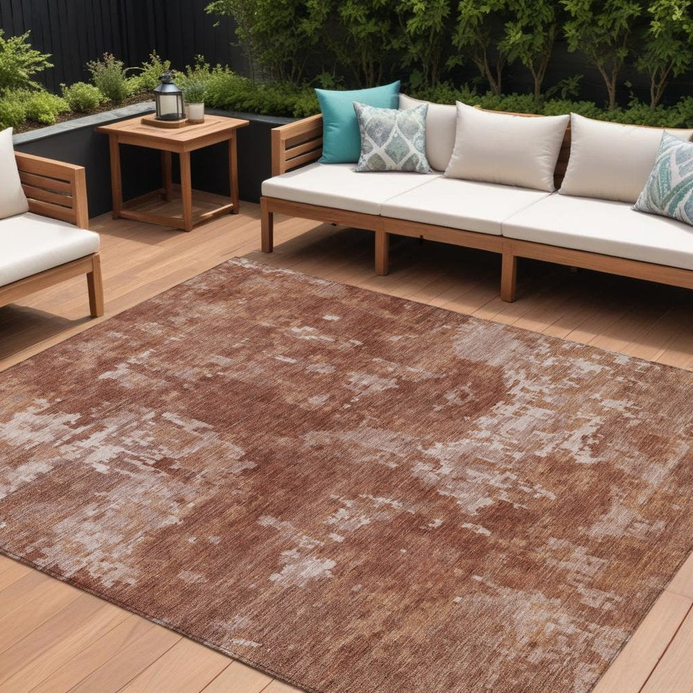 8' X 10' Copper And Ivory Abstract Washable Indoor Outdoor Area Rug HomeRoots