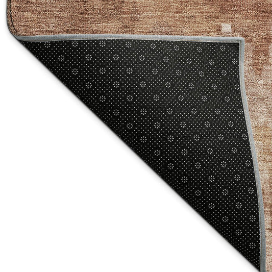 9' X 12' Copper And Ivory Abstract Washable Indoor Outdoor Area Rug