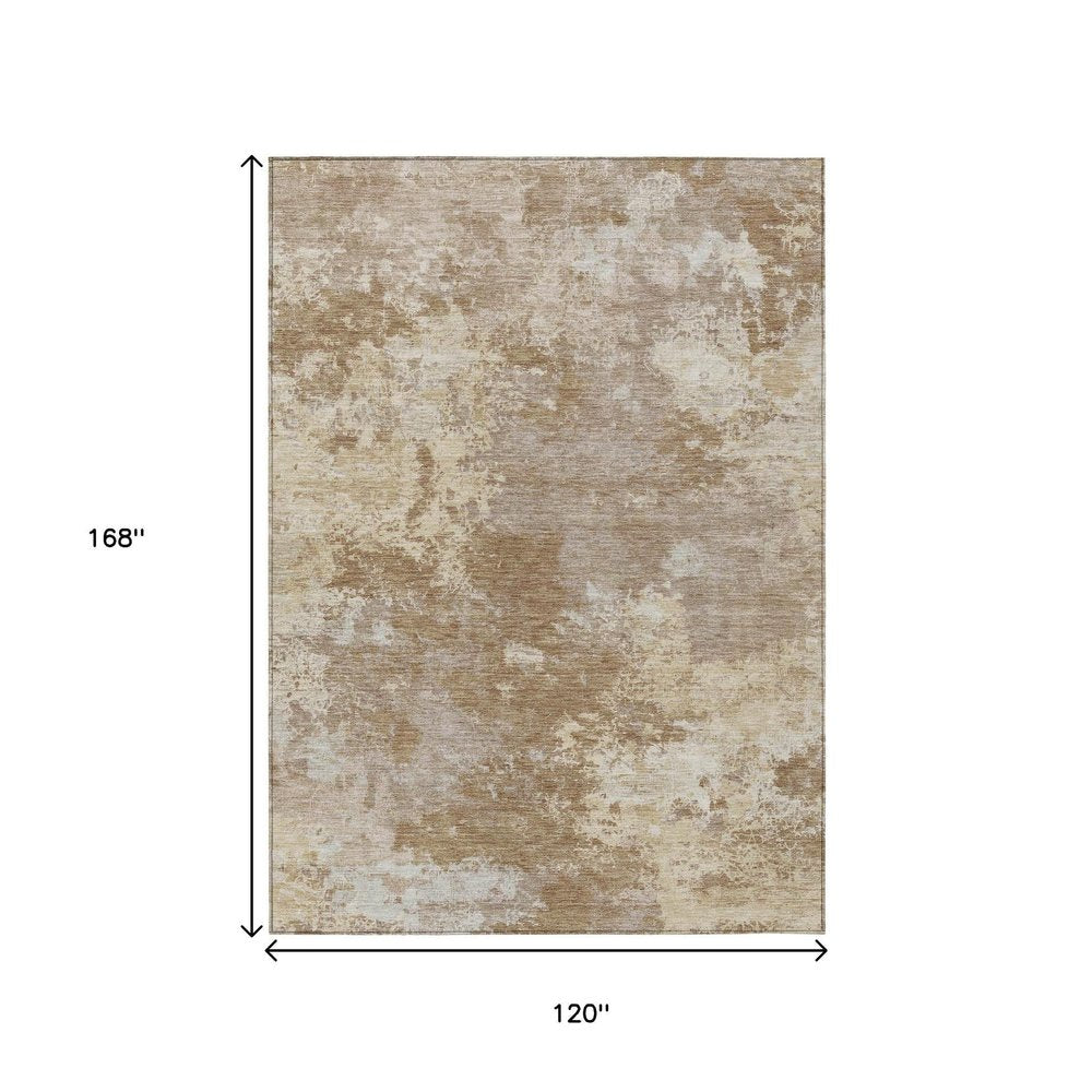 10' X 14' Brown And Beige Abstract Washable Indoor Outdoor Area Rug HomeRoots