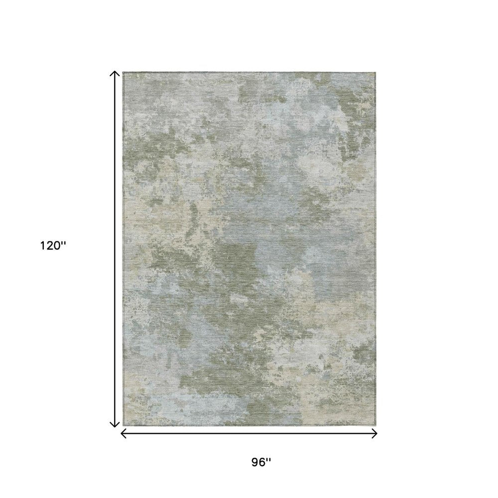 8' X 10' Sage And Gray Abstract Washable Indoor Outdoor Area Rug HomeRoots