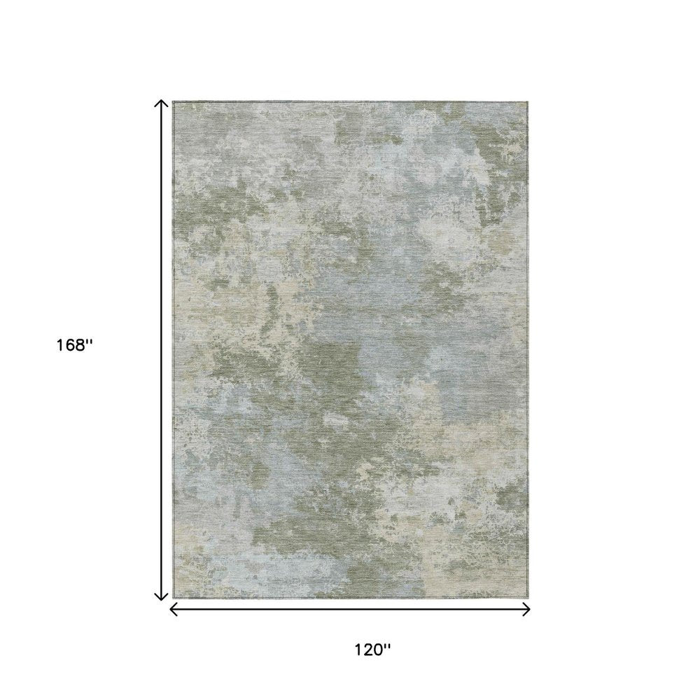 10' X 14' Sage And Gray Abstract Washable Indoor Outdoor Area Rug HomeRoots