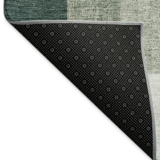 3' X 5' Sage And Ivory Geometric Washable Indoor Outdoor Area Rug