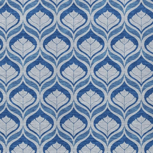10' X 14' Navy Blue And Sky Blue Geometric Washable Indoor Outdoor Area Rug