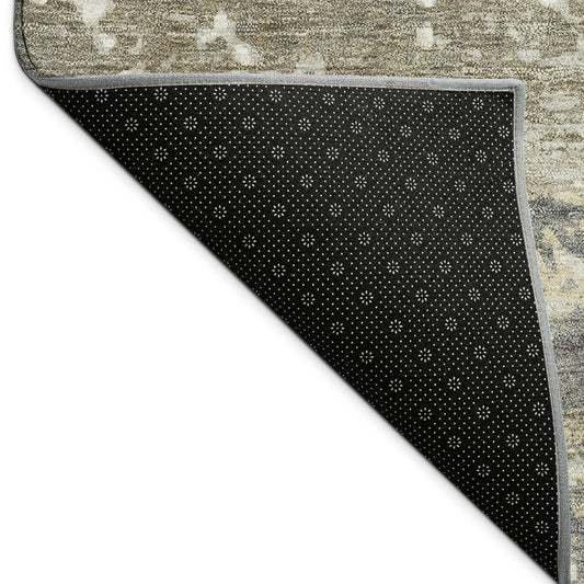 10' X 14' Taupe Copper And Ivory Striped Washable Indoor Outdoor Area Rug