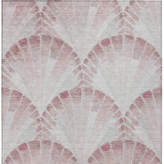 5' X 8' Blush And Ivory Seashell Washable Indoor Outdoor Area Rug