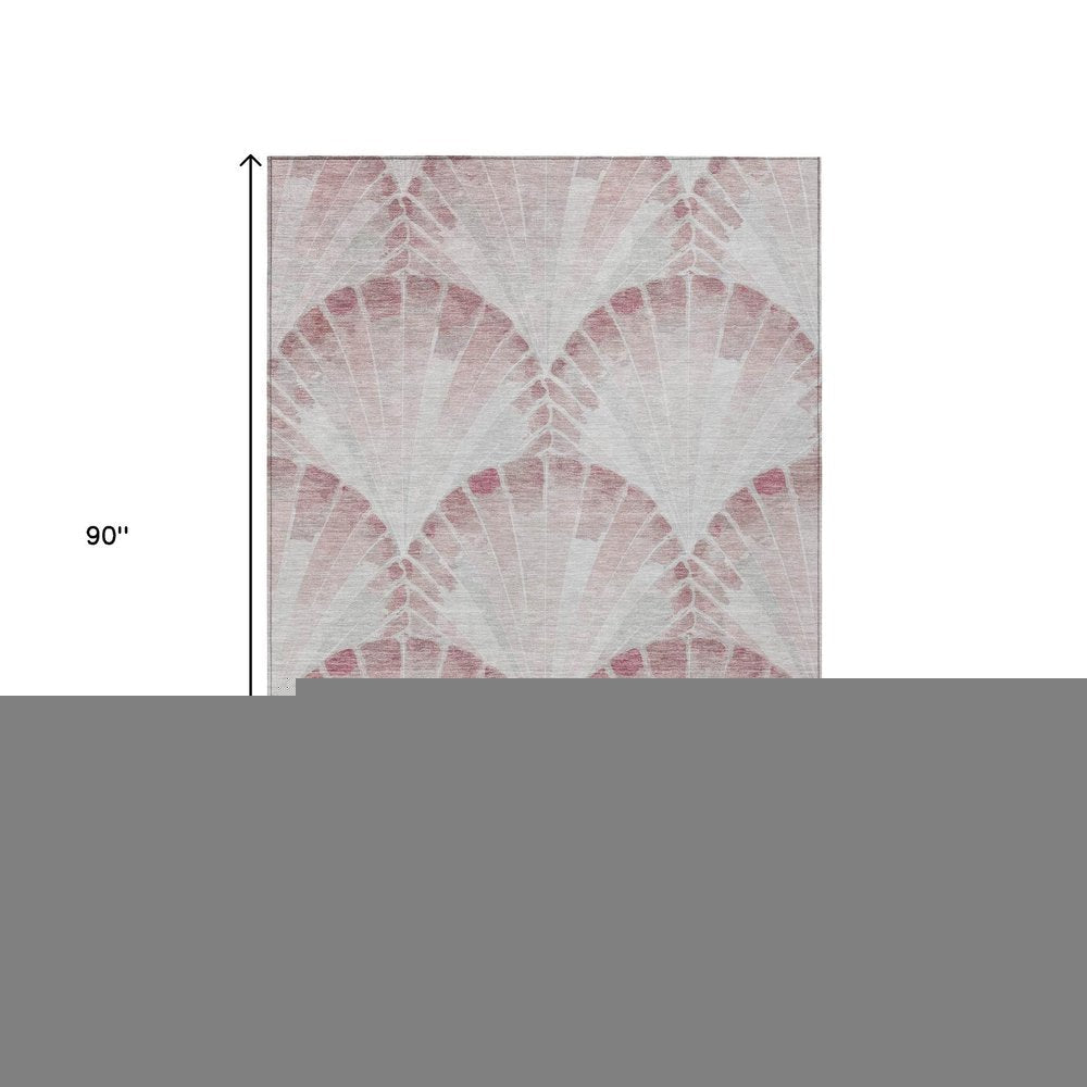 5' X 8' Blush And Ivory Seashell Washable Indoor Outdoor Area Rug HomeRoots