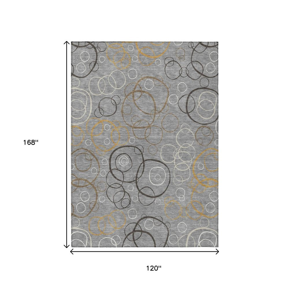 10' X 14' Gray Silver And Black Geometric Washable Indoor Outdoor Area Rug HomeRoots