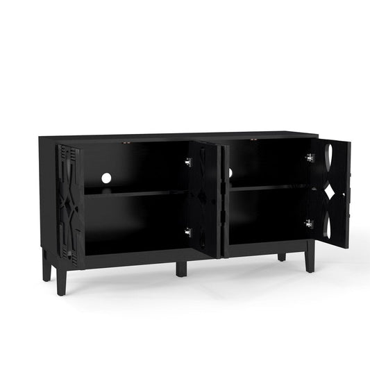 61" Black Wood Sideboard With Four Doors