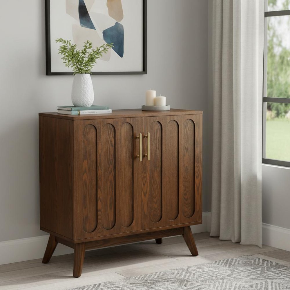 32" Brown Wood Accent Cabinet HomeRoots