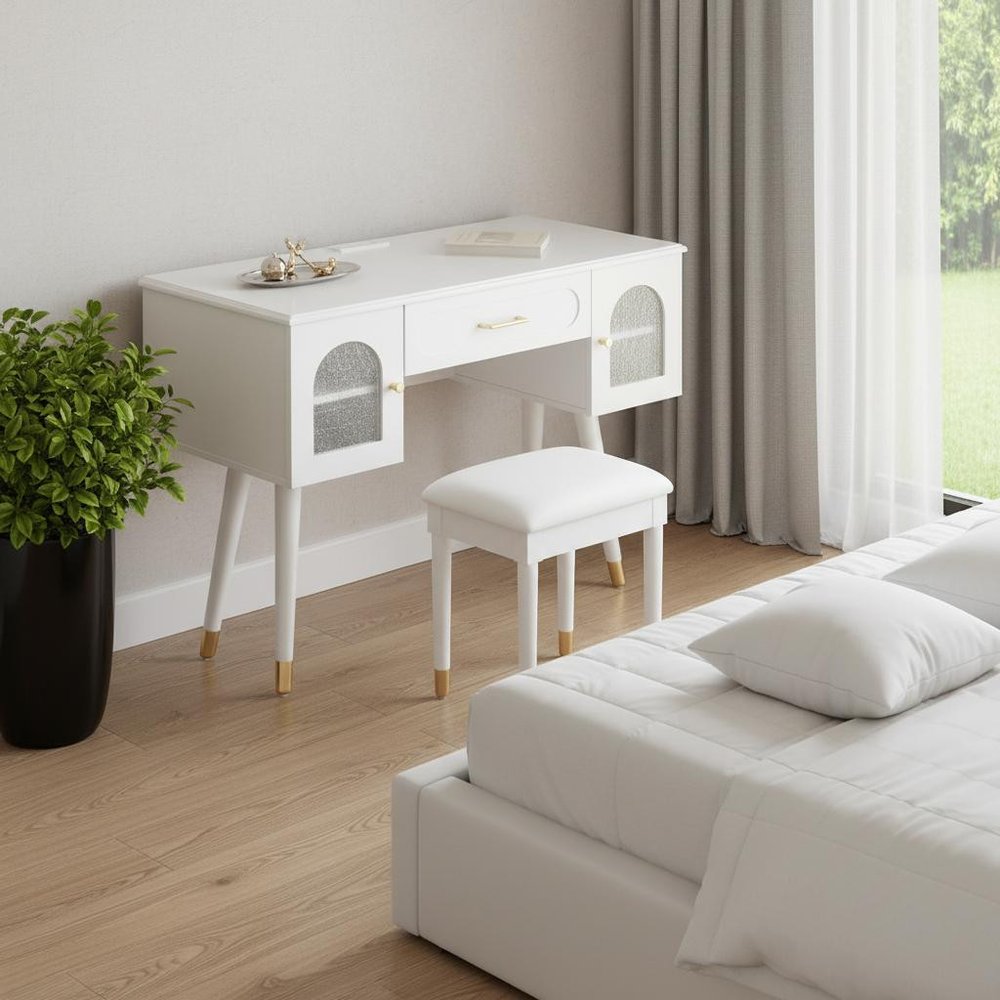40" White Wood Vanity Table HomeRoots