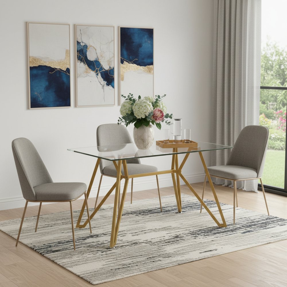 47" White and Gold Glass and Steel Trestle Coffee Table HomeRoots