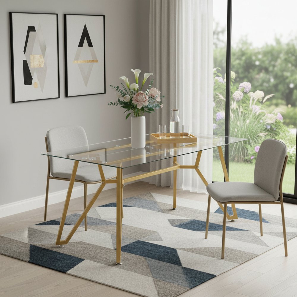 71" White and Gold Glass and Steel Trestle Coffee Table HomeRoots