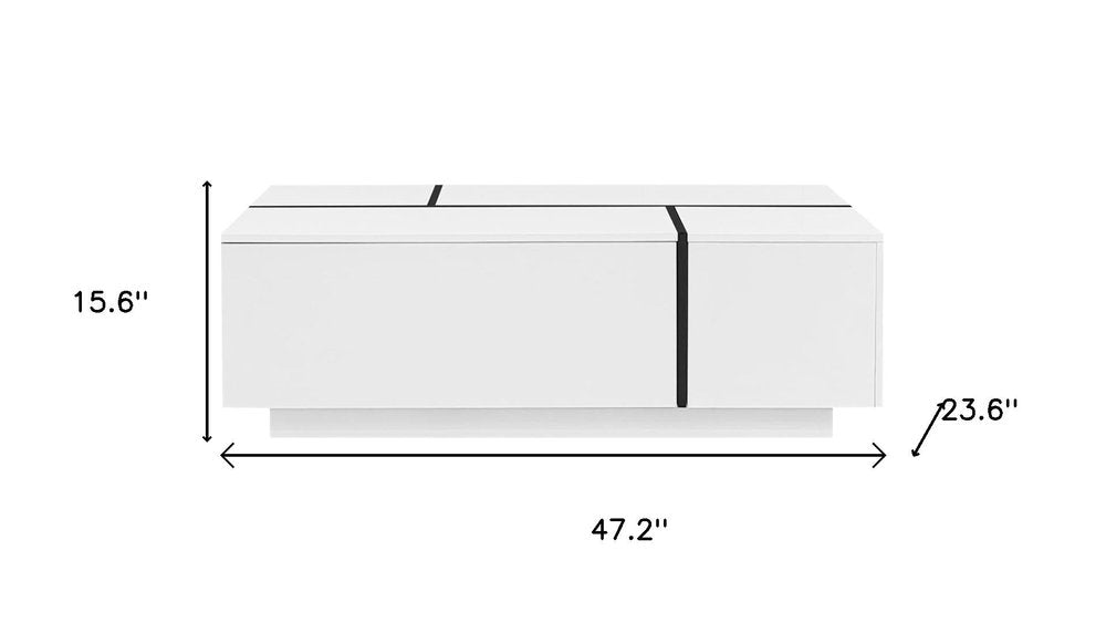 47" White Wood Extendable Coffee Table With Storage HomeRoots