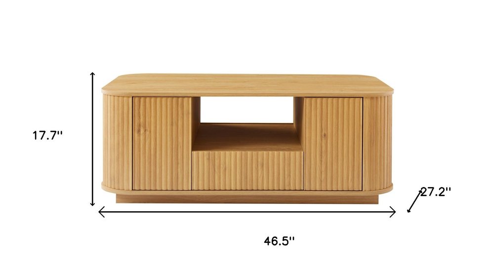 47" Natural Wood Oval Block Coffee Table With Storage HomeRoots