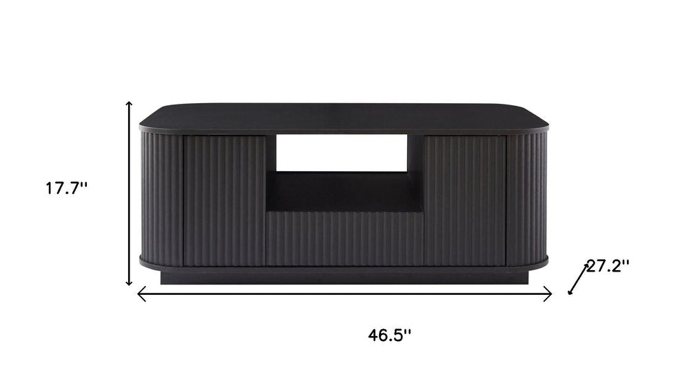 47" Black Wood Oval Block Coffee Table With Storage HomeRoots