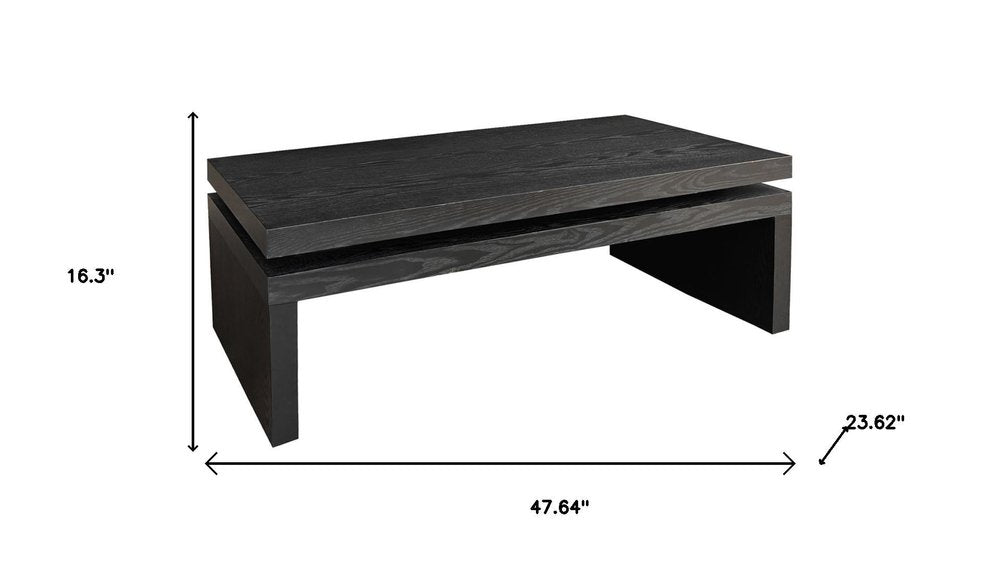 48" Black Wood Floating Frame Coffee Table HomeRoots