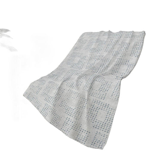 50" X 70" Silver And Blue Geometric Polyester Woven Plush Throw Blanket