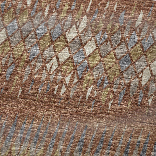 50" X 70" Cinnamon Gold And Blue Geometric Polyester Woven Plush Throw Blanket HomeRoots