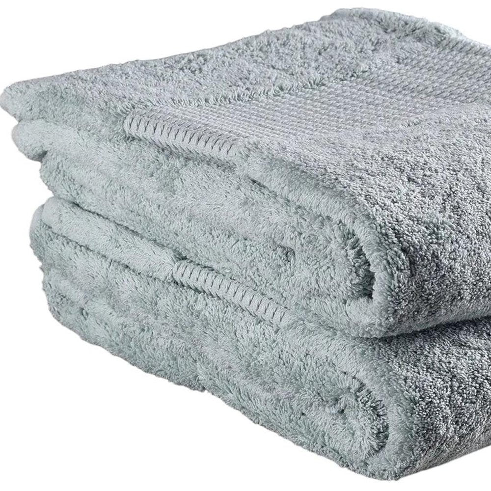 Set of Two Sea Green Cotton 13" X 13" Quick Dry Terry Cloth Washcloths HomeRoots