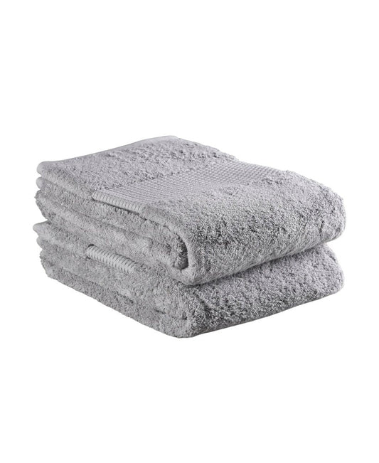 Set of Two Light Gray Cotton 16" X 30" Quick Dry Terry Cloth Hand Towels HomeRoots