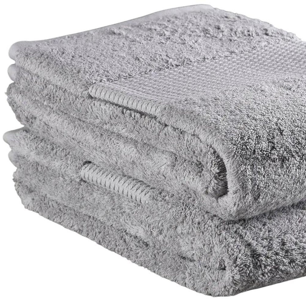 Set of Two Light Gray Cotton 30" X 54" Quick Dry Terry Cloth Bath Towels HomeRoots