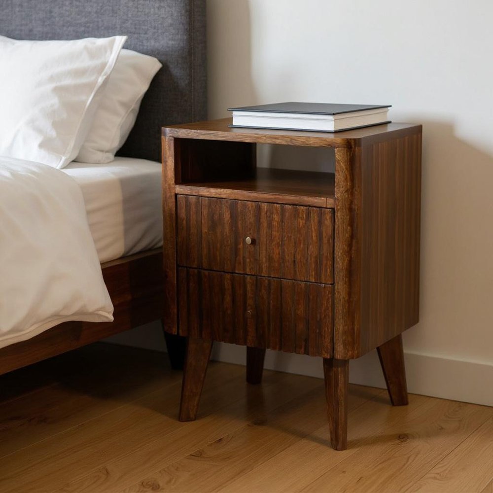 24" Brown Solid Wood One Drawer Nightstand HomeRoots