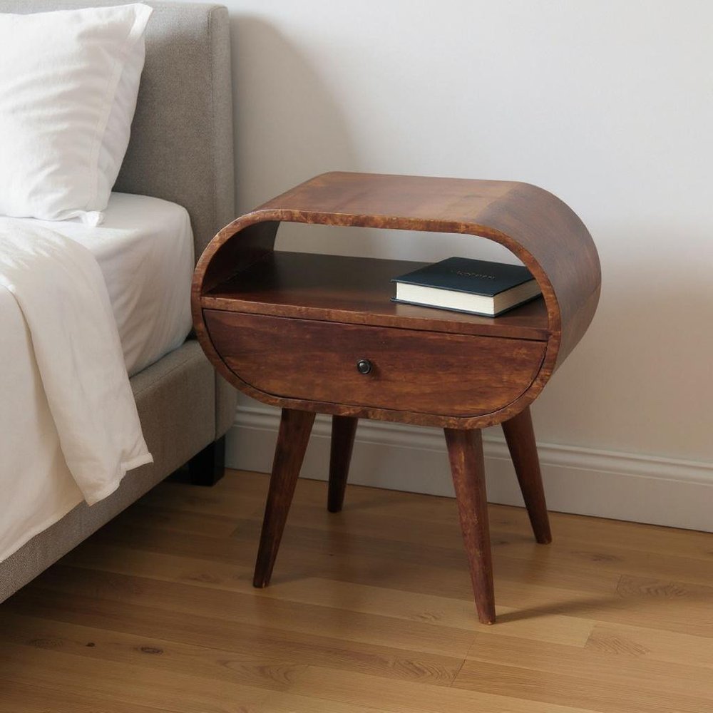 24" Brown Solid Wood One Drawer Nightstand HomeRoots