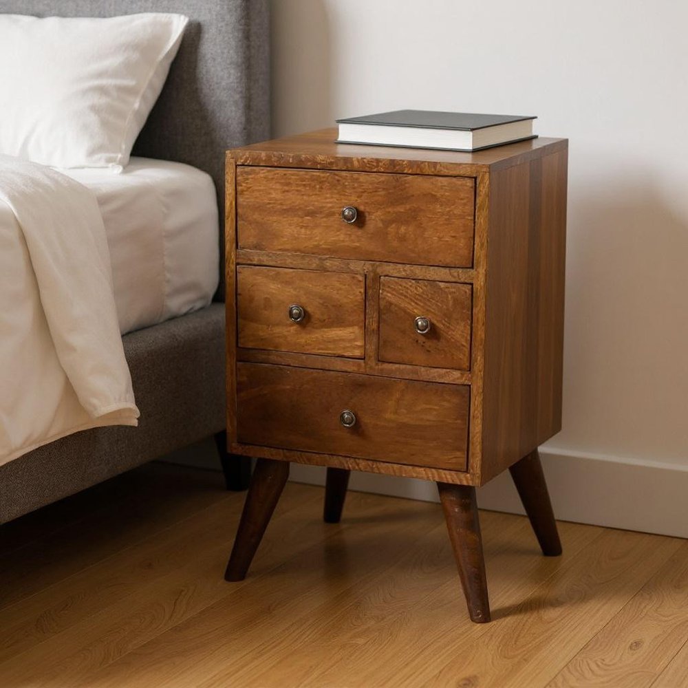 24" Brown Solid Wood Two Drawer Nightstand HomeRoots
