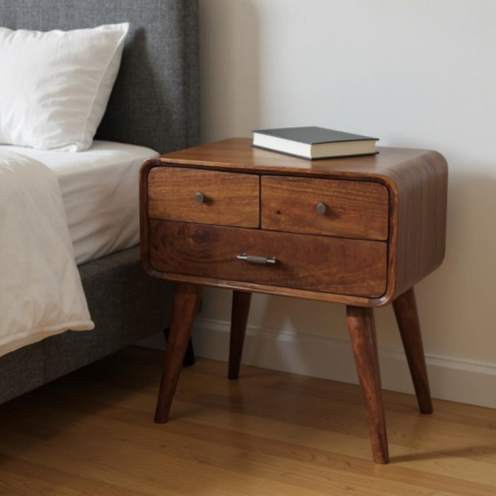 22" Brown Solid Wood Two Drawer Nightstand HomeRoots