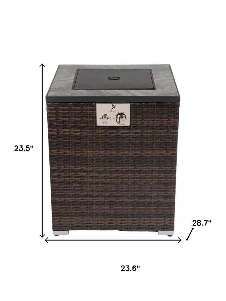 50000 BTU 24" Espresso Wicker Propane Rectangular Fire Pit HomeRoots