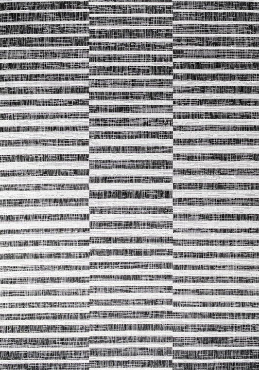 4' X 6' Black And Ivory Striped Indoor Outdoor Area Rug